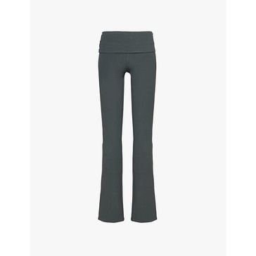 Alosoft fold-over bootcut stretch-woven leggings