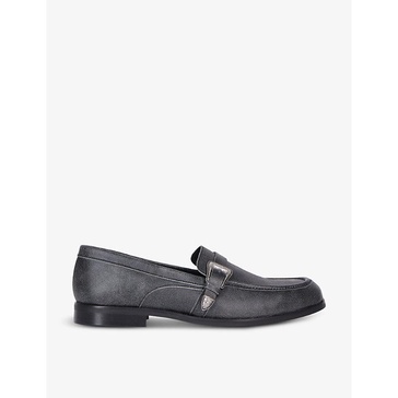 Western-buckle leather loafers