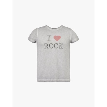 I Love Rock faded-wash stretch-woven T-shirt