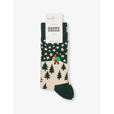 Santa On The Way stretch-cotton blend socks