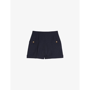 High-waisted wool-blend shorts