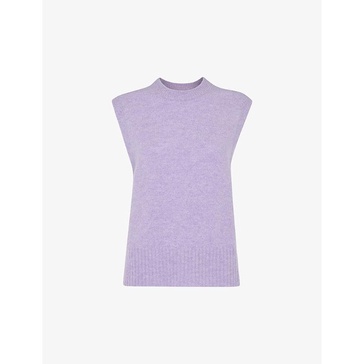 Round-neck sleeveless knitted wool vest