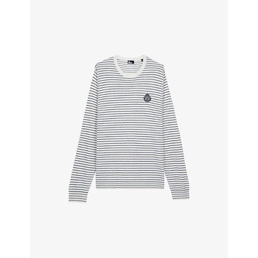 Logo-embroidered relaxed-fit striped wool and cashmere-blend jumper