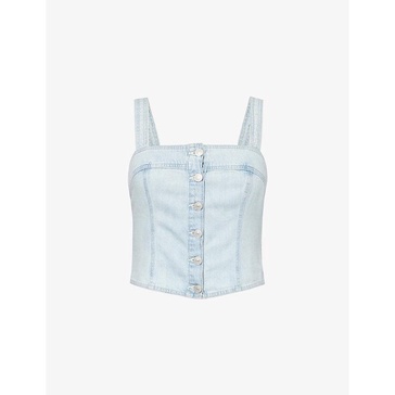 Drea square-neck slim-fit denim top