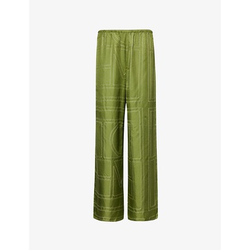 Wide-leg high-rise silk-twill trousers