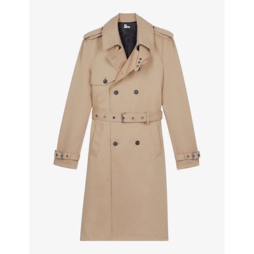 Double-breasted cotton trench coat