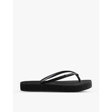 Slim flatform glitter-strap rubber flip-flops