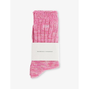 Ribbed crew-length cotton-blend knitted socks