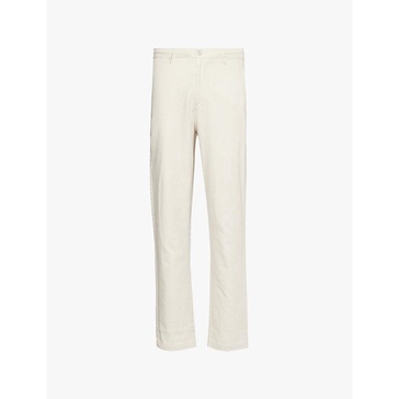 Mid-rise straight-leg cotton and linen-blend trousers