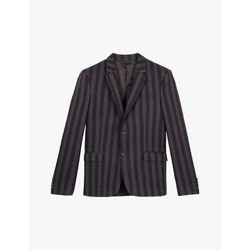 Notched-lapel stripe-pattern wool blazer