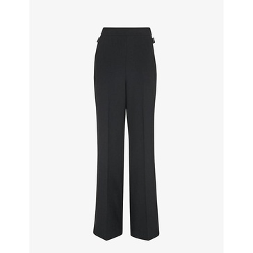 Sienna high-rise buckle-fastening stretch wool-blend trousers