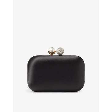 Cloud embellished-clasp satin clutch bag