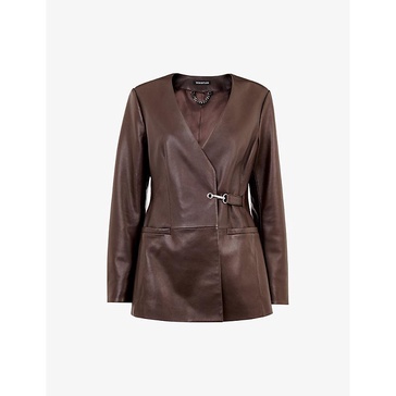 Josie wrap-tie leather blazer