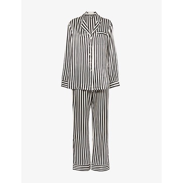 Lila stripe-print silk pyjamas