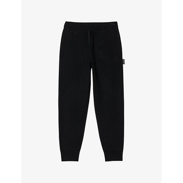 Logo-patch regular-fit stretch-woven jogging bottoms