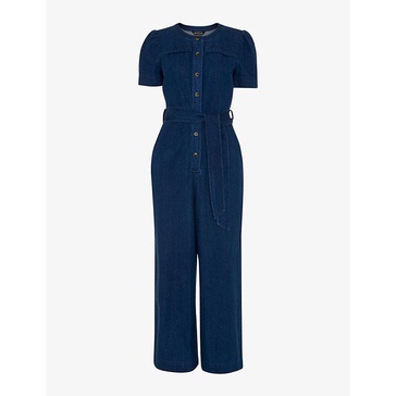 Alana belted denim cotton jumpsuit