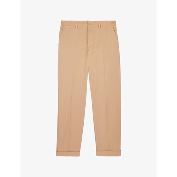 Pressed-crease straight-leg cotton trousers