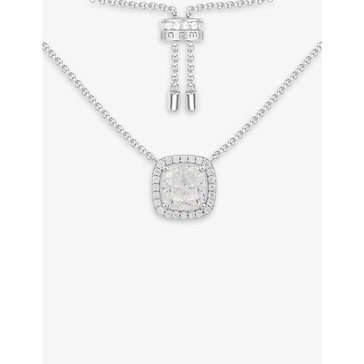 Lumiere adjustable sterling-silver and zirconia pendant necklace