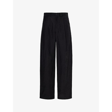 Relaxed-fit straight-leg woven-blend trousers