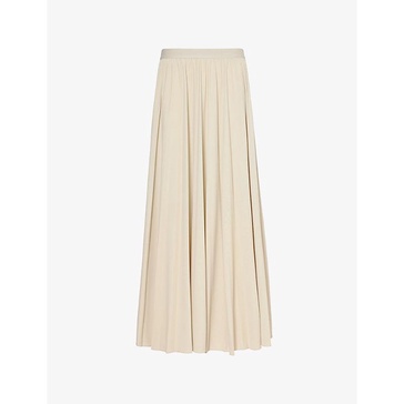 Maesa pleated woven maxi skirt