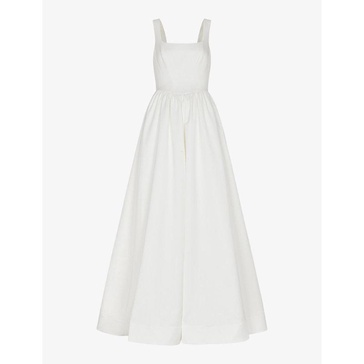 Lettie square-neck woven maxi wedding dress