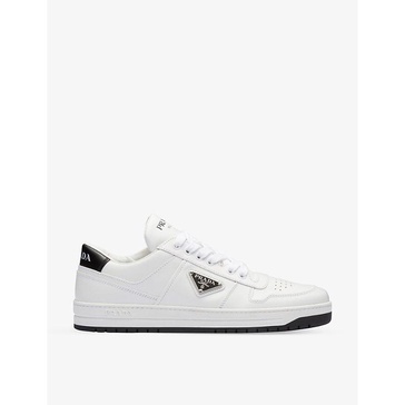 Downtown brand-plaque leather low-top trainers