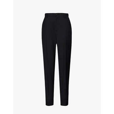 Band-patch regular-fit tapered-leg mid-rise wool trousers