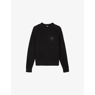 Logo-patch long-sleeve cotton jumper