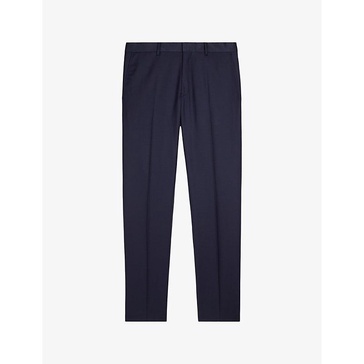 Pressed-crease slim-leg mid-rise wool trousers