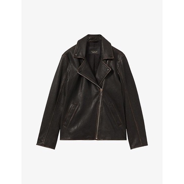 Beau relaxed-fit leather biker jacket