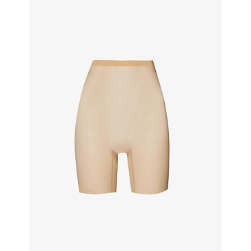 Semi-sheer high-rise stretch-tulle shorts