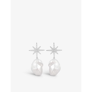 Météorites sterling silver and freshwater pearl earrings