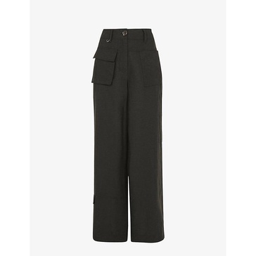 Flora straight-leg mid-rise woven trousers