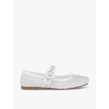 Mamastrapitina crystal-embellished mesh and leather ballet flats