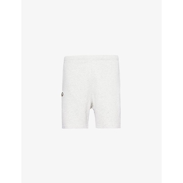 Text-print brand-patch cotton-blend shorts