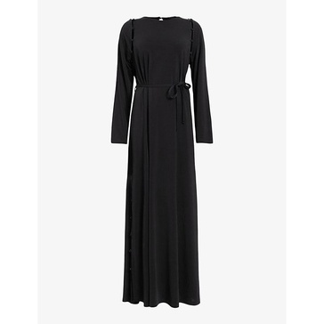 Susannah removable-sleeve stretch-woven maxi dress