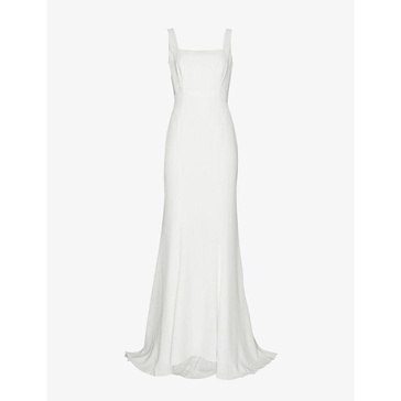 Mia square-neck crepe wedding gown