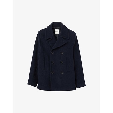 Double-breasted notched-lapel regular-fit wool-blend coat