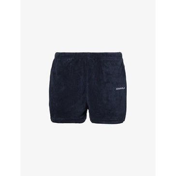 Branded towelling-texture woven shorts