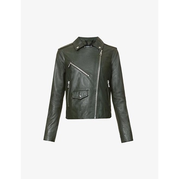 Agnes zip-through leather biker jacket