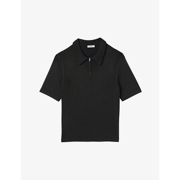 Zipped stretch-woven polo shirt