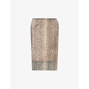 Desio snake-print woven midi skirt