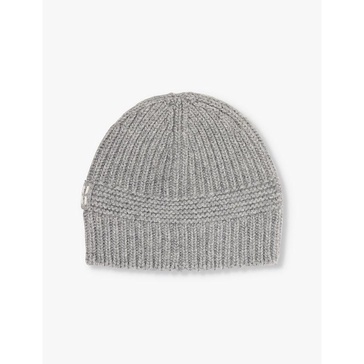 Brand-patch ribbed wool and cashmere-blend beanie hat