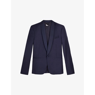 Shawl-collar single-breasted stretch-wool blazer