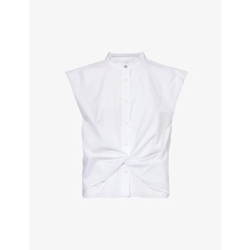 Louisa tie-knot sleeveless cotton shirt