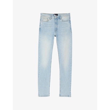 Faded-wash straight-leg mid-rise jeans