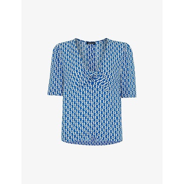 Geometric-print woven top