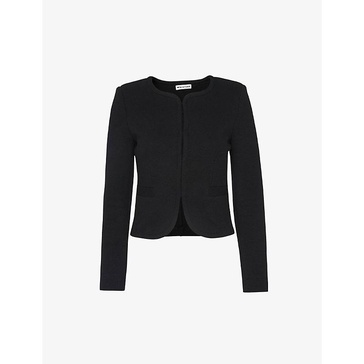 Collarless cropped cotton-jersey Jacket