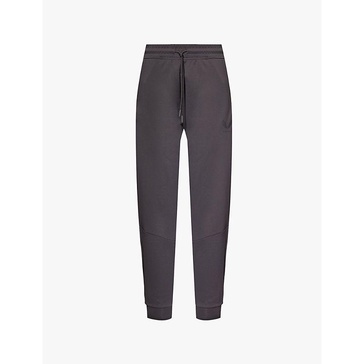 Rubberised branding drawstring-waistband tapered-leg relaxed-fit stretch-woven jogging bottoms