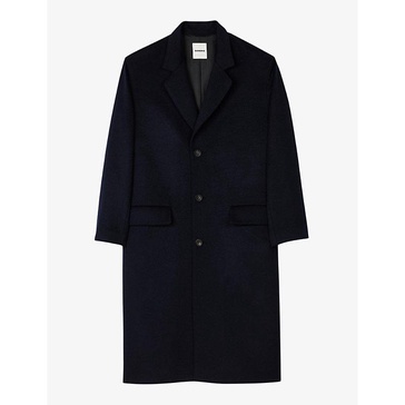 Lapel-collar relaxed-fit wool and cashmere-blend coat